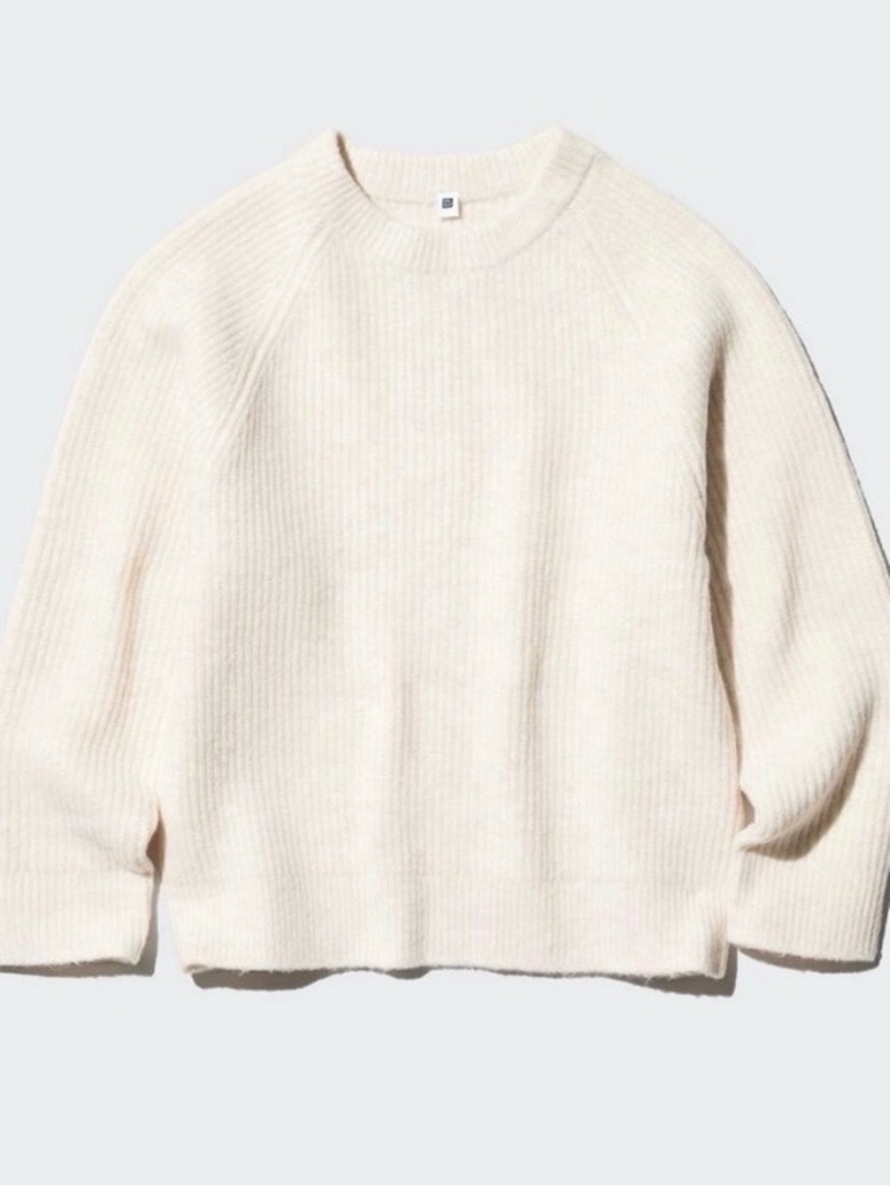 Uniqlo Cream Ribbed Crewneck Sweater (Kids/Women)